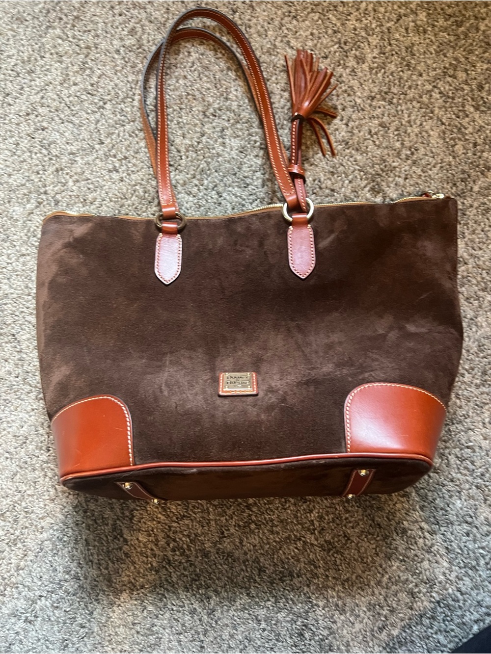 Dooney & Bourke Chocolate Brown Suede Leather Tote - Picture 2 of 13